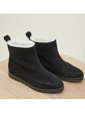 Jenni Kayne Black Suede Sherpa Lined ‘Moc Boots’, Size 40